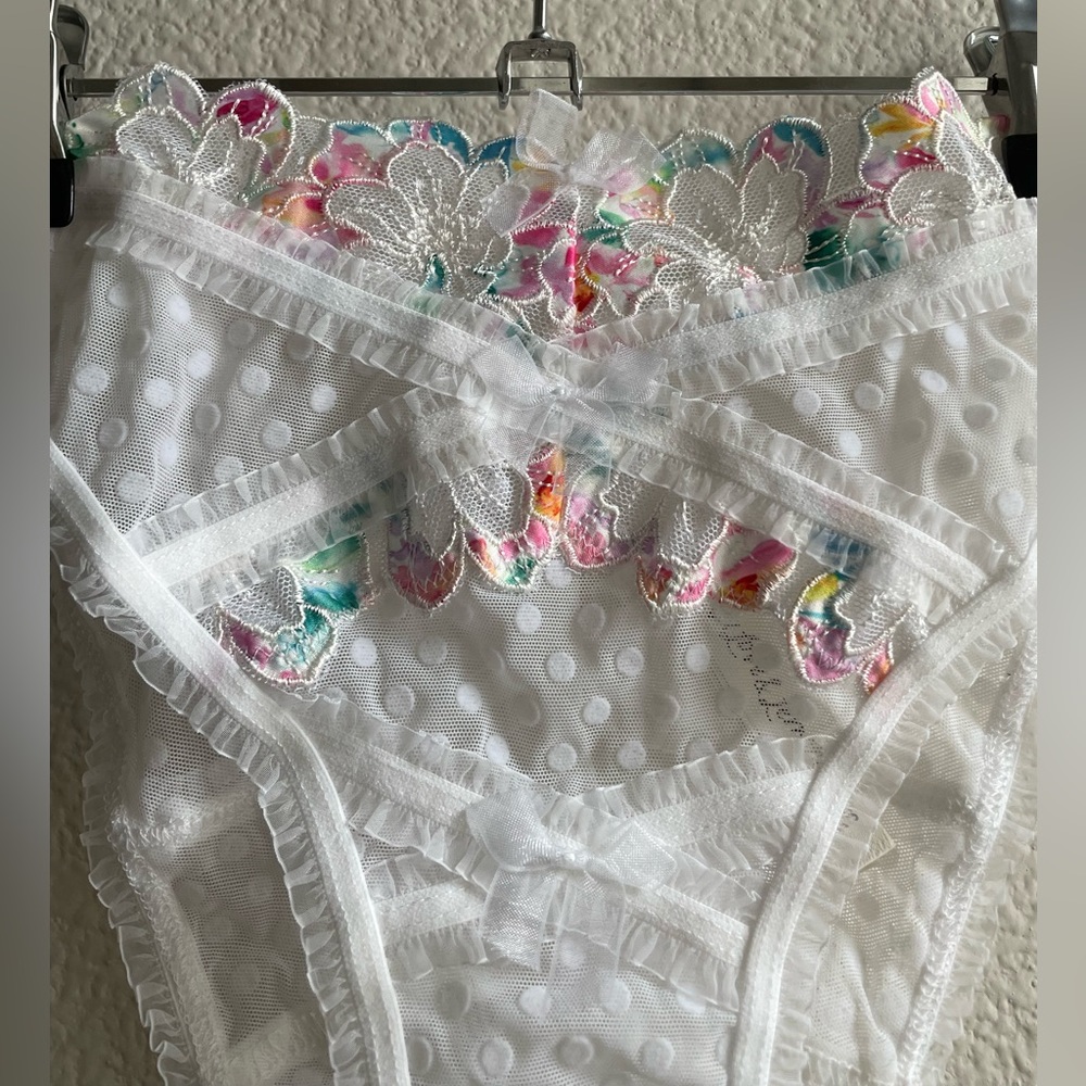 For Love and Lemons Outline Rainbow Floral Embroidered Lace Panty - Picture 8 of 11